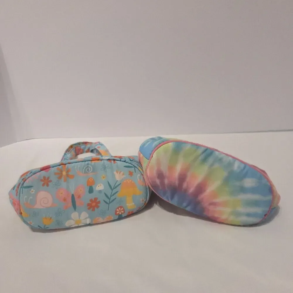 Lot Of 2 Sassy Pet Saks By Douglas Girls Spring Floral Teal Pink Orange Mini Bag
